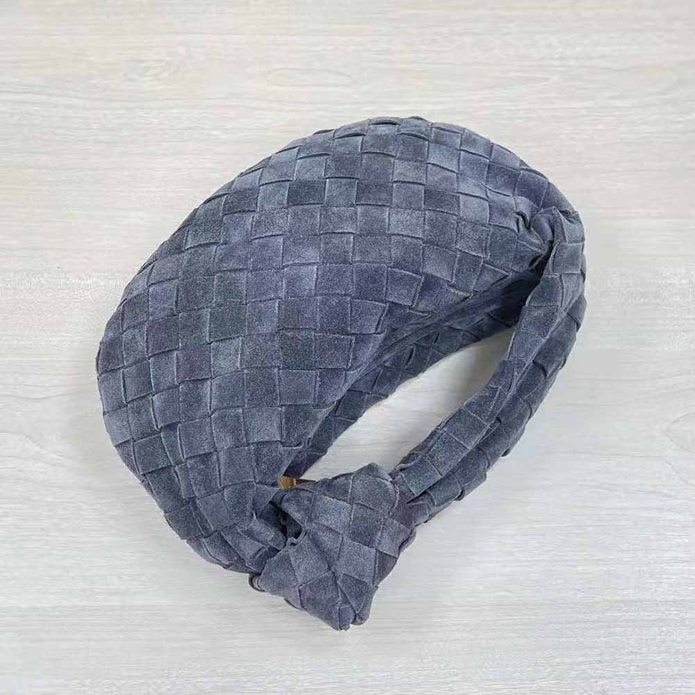 Bottega Veneta Women Mini Jodie Mini Intrecciato Suede Top Handle Bag-Gray - image 5