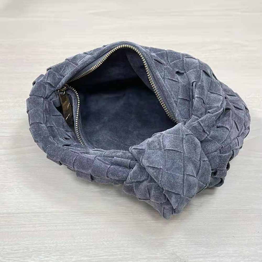 Bottega Veneta Women Mini Jodie Mini Intrecciato Suede Top Handle Bag-Gray - image 7