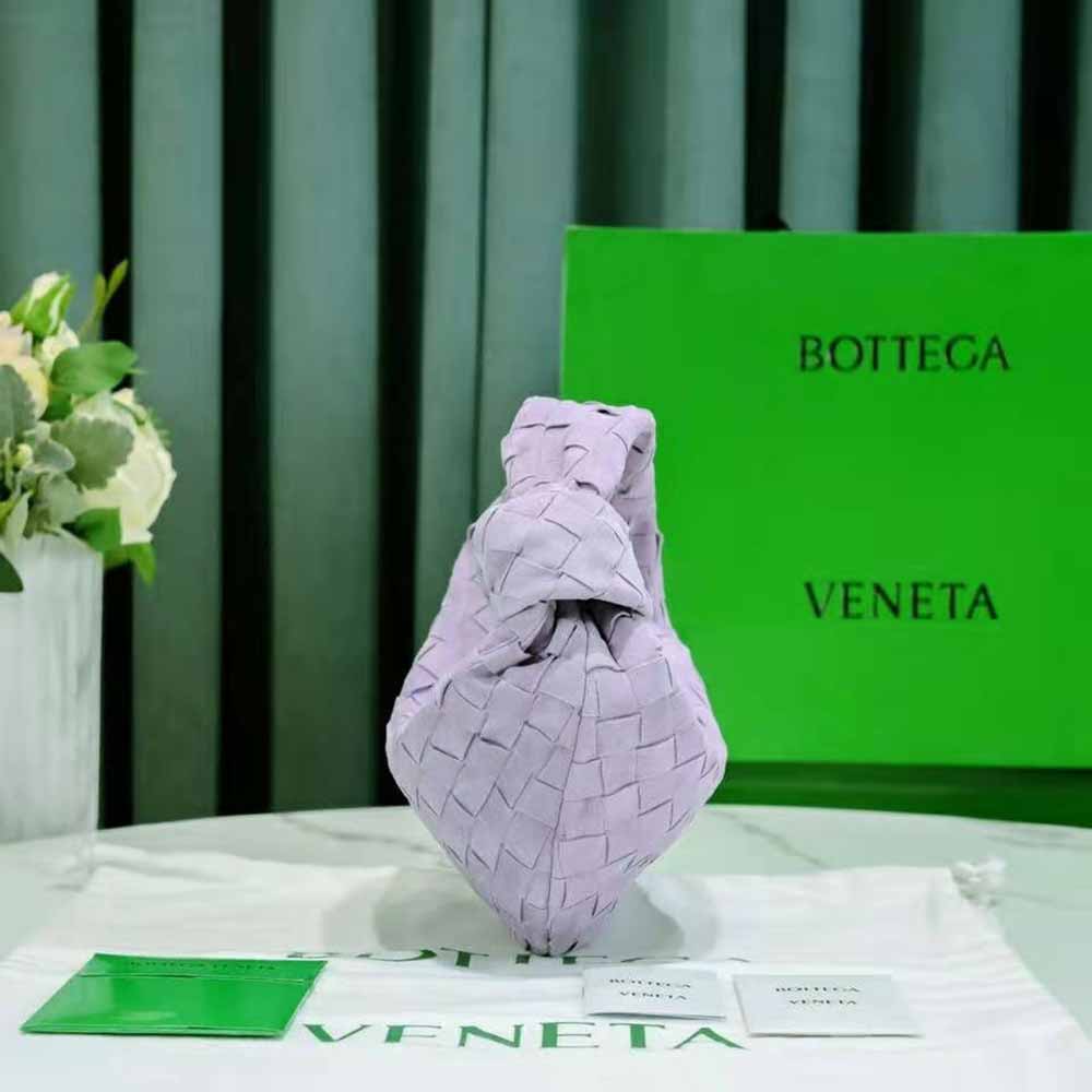 Bottega Veneta Women Mini Jodie Mini Intrecciato Suede Top Handle Bag-Purple - image 4