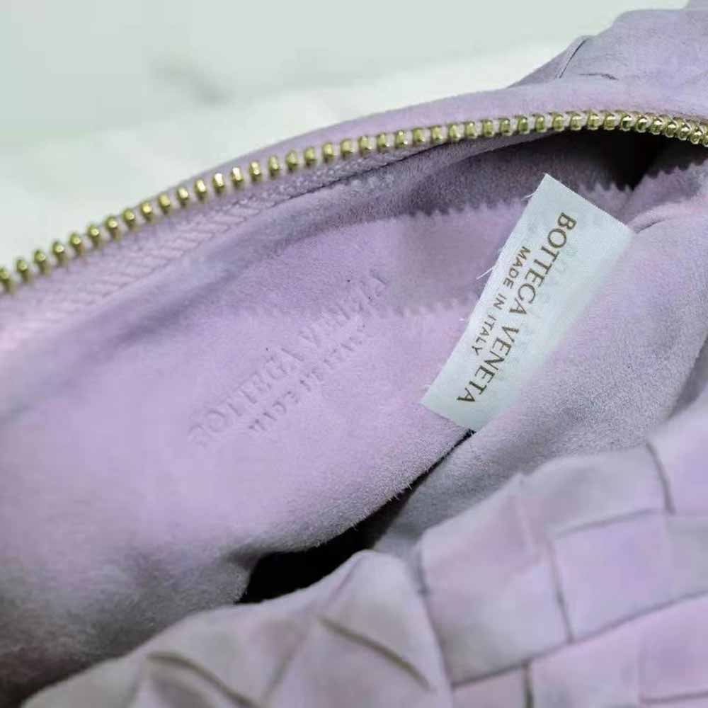 Bottega Veneta Women Mini Jodie Mini Intrecciato Suede Top Handle Bag-Purple - image 9
