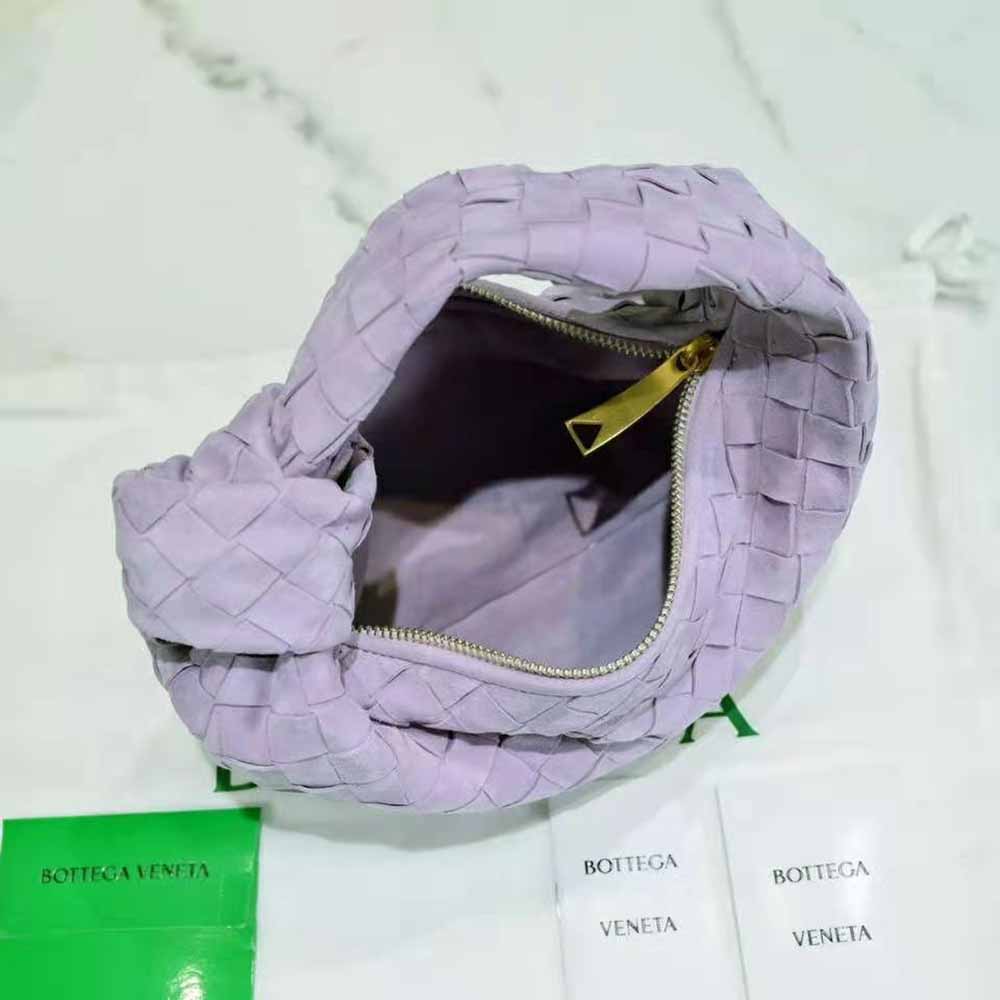 Bottega Veneta Women Mini Jodie Mini Intrecciato Suede Top Handle Bag-Purple - image 8