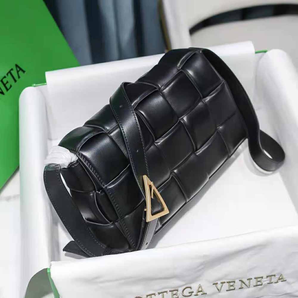 Bottega Veneta Women Padded Cassette Padded Intreccio Leather Cross-Body Bag-Black - image 4