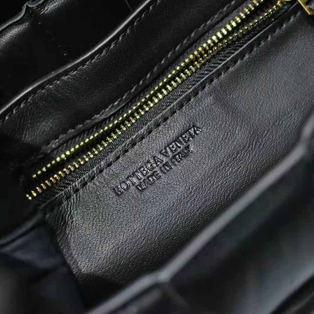 Bottega Veneta Women Padded Cassette Padded Intreccio Leather Cross-Body Bag-Black - image 8