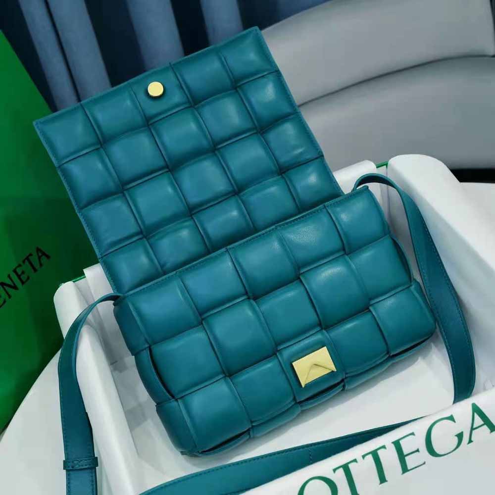 Bottega Veneta Women Padded Cassette Padded Intreccio Leather Cross-Body Bag-Blue - image 6