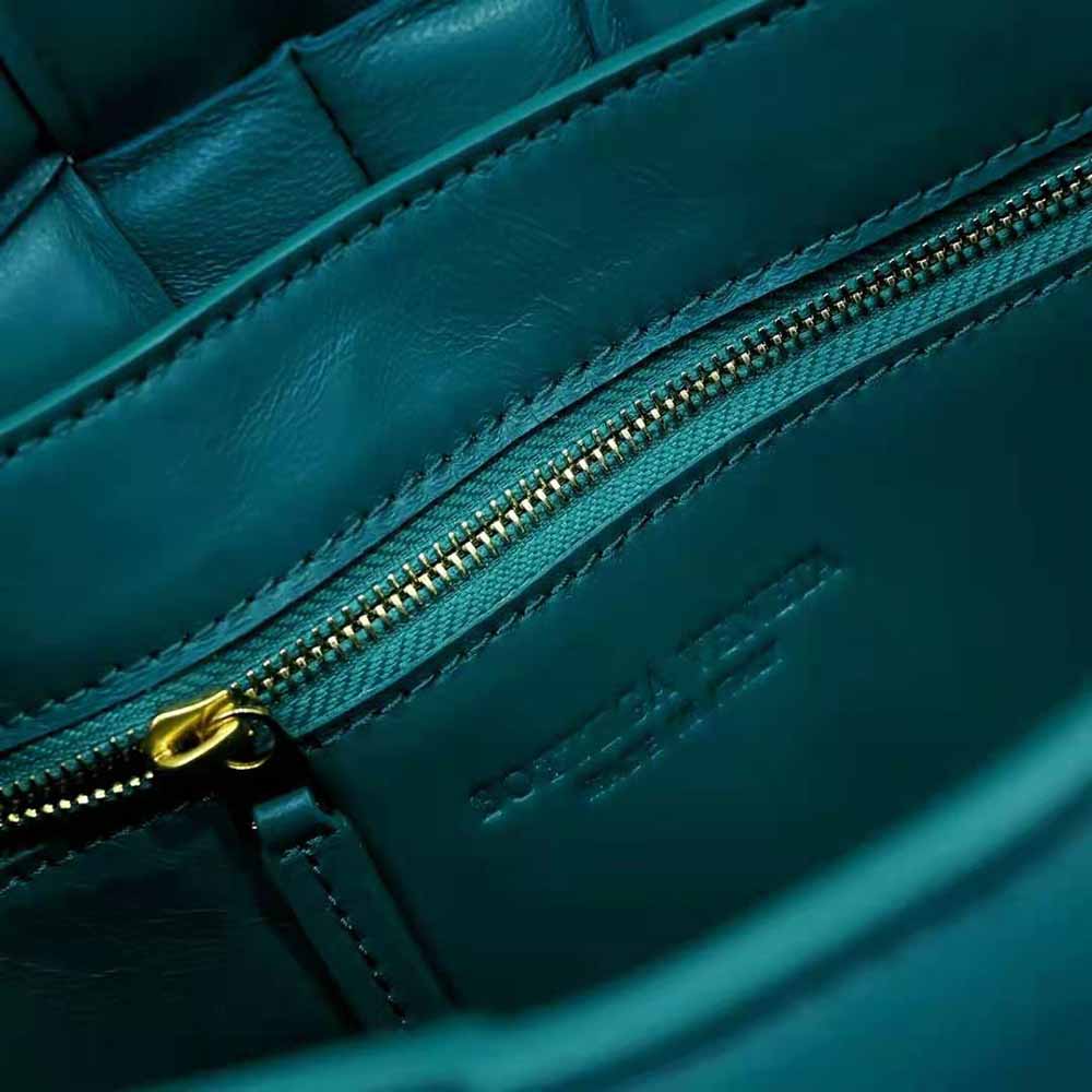 Bottega Veneta Women Padded Cassette Padded Intreccio Leather Cross-Body Bag-Blue - image 9