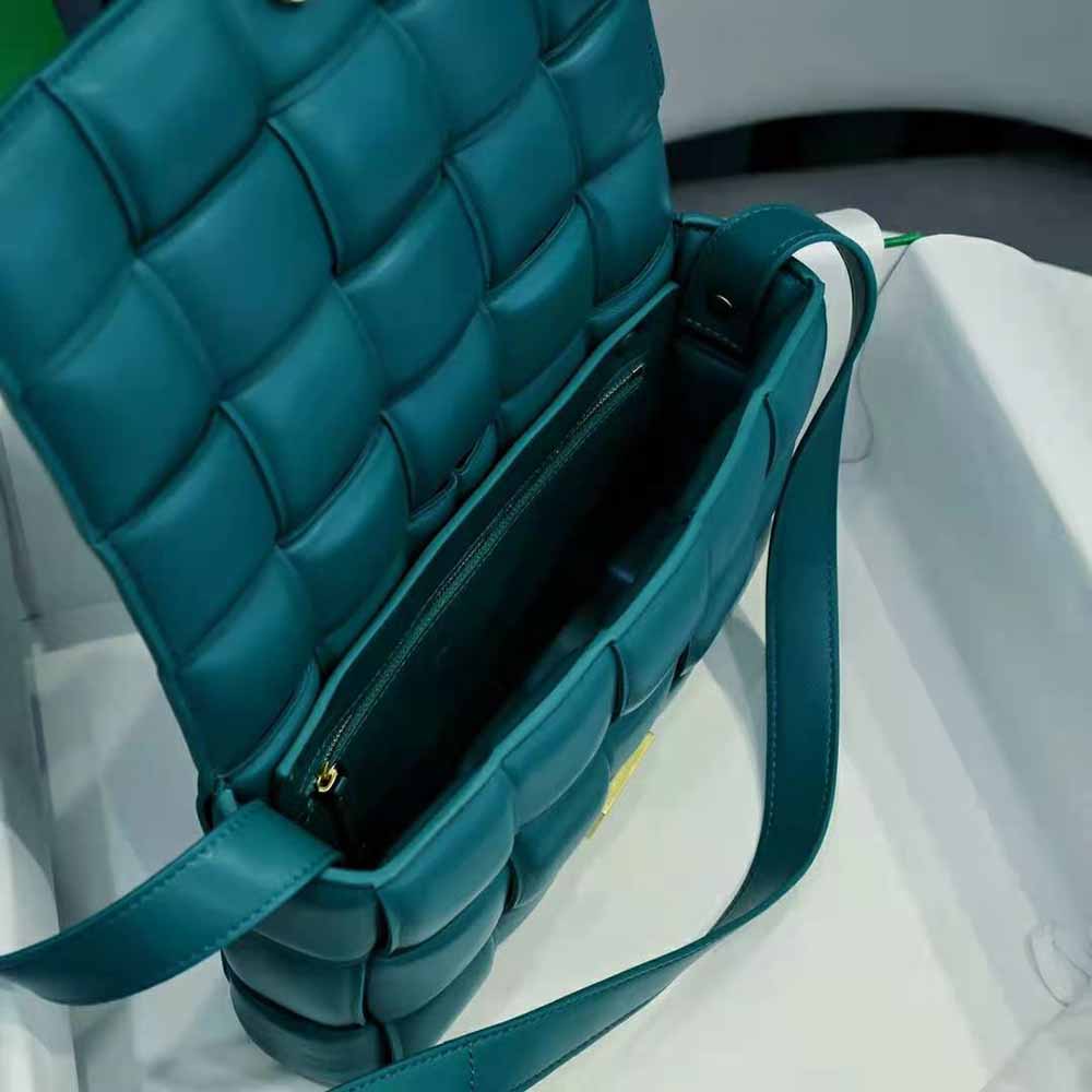 Bottega Veneta Women Padded Cassette Padded Intreccio Leather Cross-Body Bag-Blue - image 7