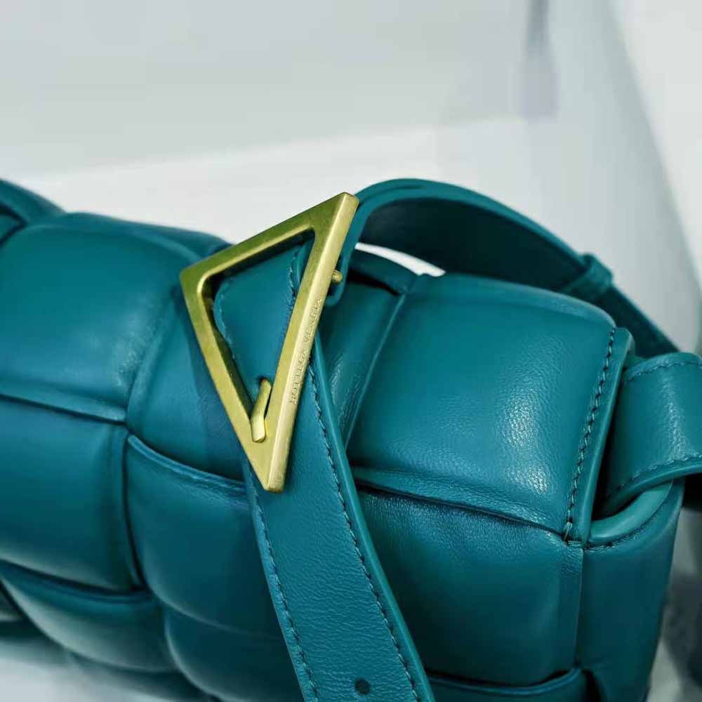 Bottega Veneta Women Padded Cassette Padded Intreccio Leather Cross-Body Bag-Blue - image 8