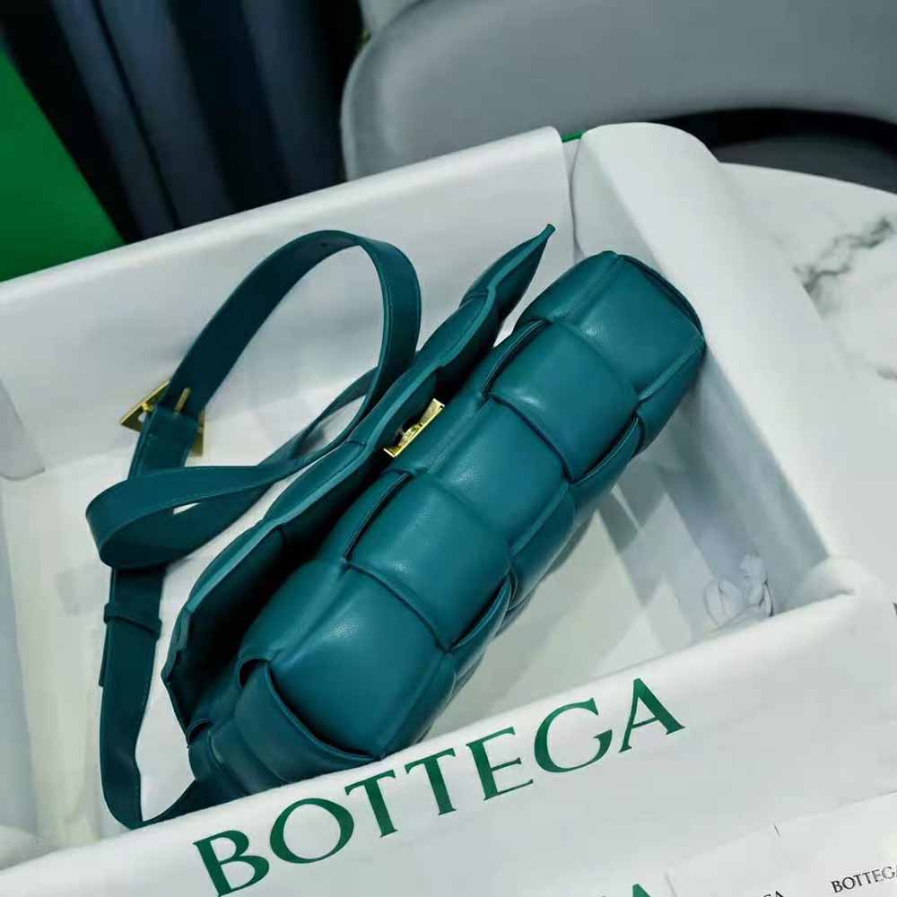 Bottega Veneta Women Padded Cassette Padded Intreccio Leather Cross-Body Bag-Blue - image 5