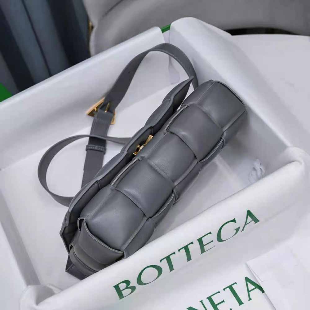 Bottega Veneta Women Padded Cassette Padded Intreccio Leather Cross-Body Bag-Gray - image 5