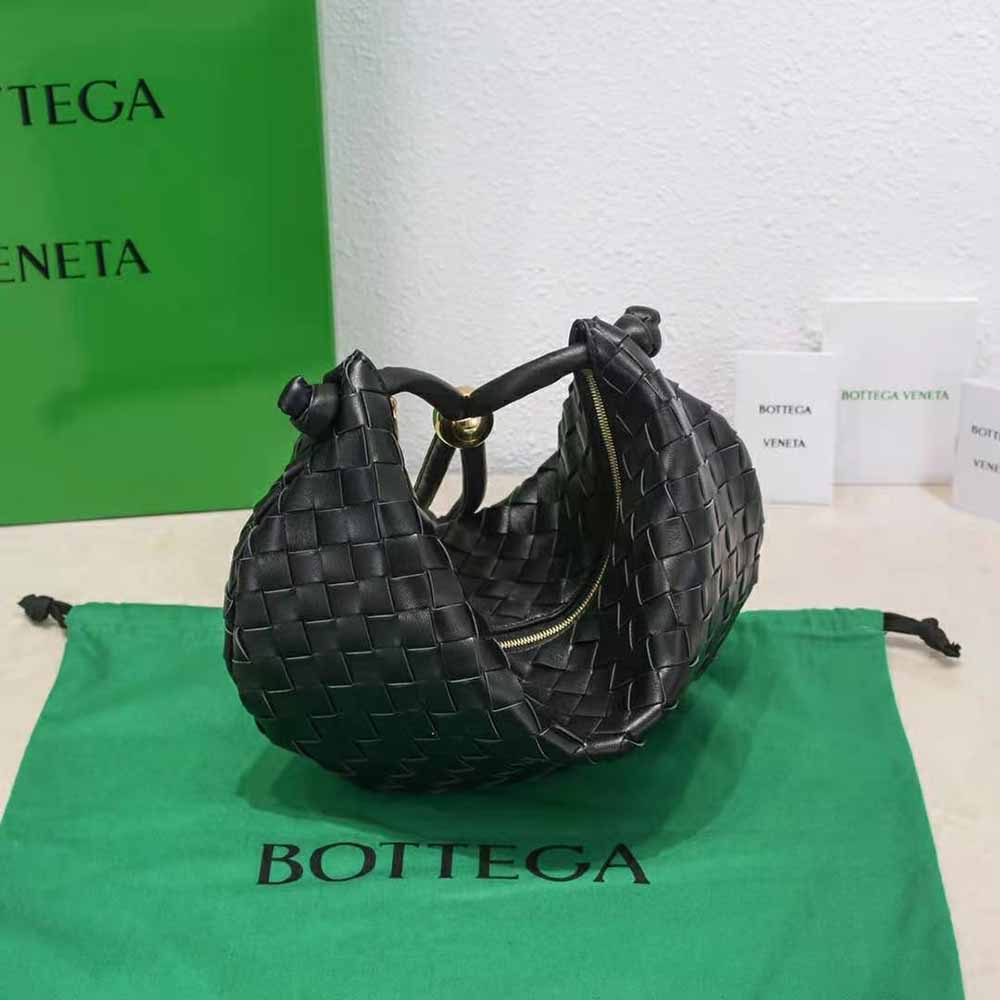 Bottega Veneta Women Turn Medium Intrecciato Leather Pouch with Adjustable Strap-Black - image 4