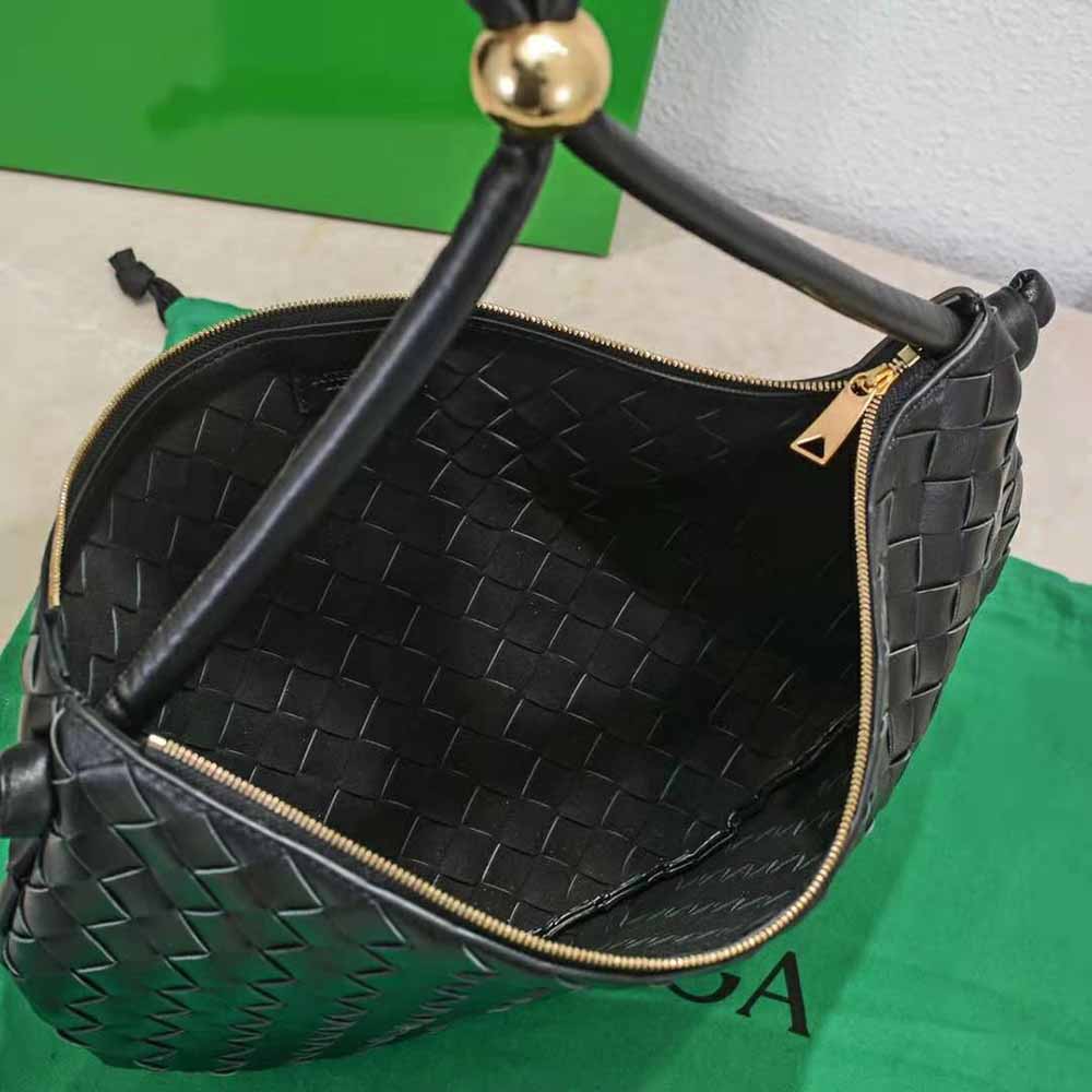Bottega Veneta Women Turn Medium Intrecciato Leather Pouch with Adjustable Strap-Black - image 10