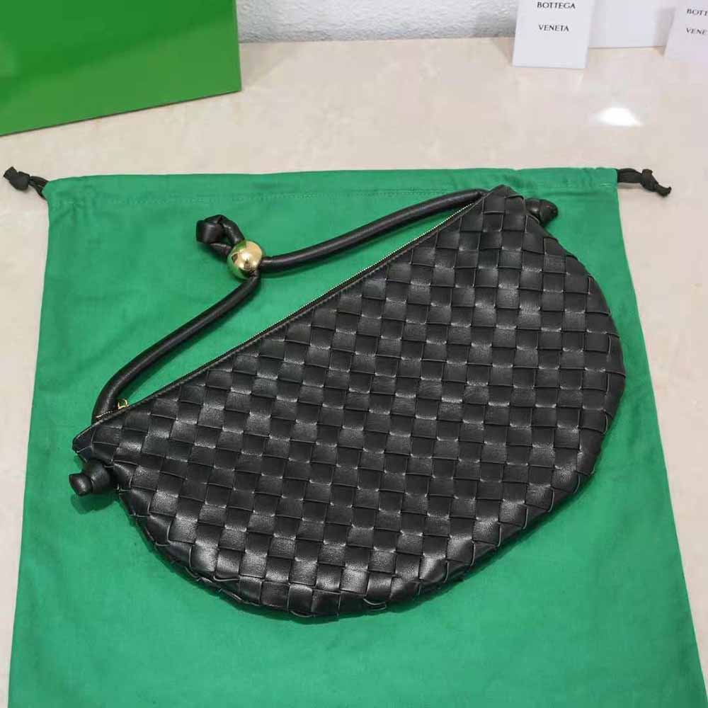 Bottega Veneta Women Turn Medium Intrecciato Leather Pouch with Adjustable Strap-Black - image 7