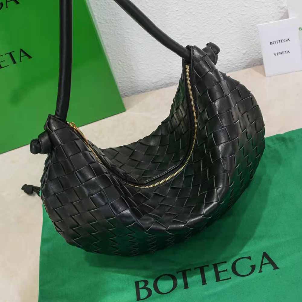 Bottega Veneta Women Turn Medium Intrecciato Leather Pouch with Adjustable Strap-Black - image 5