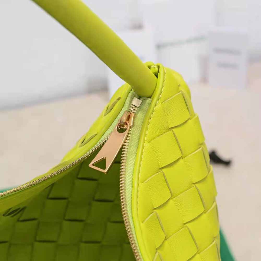 Bottega Veneta Women Turn Medium Intrecciato Leather Pouch with Adjustable Strap-Lime - image 8