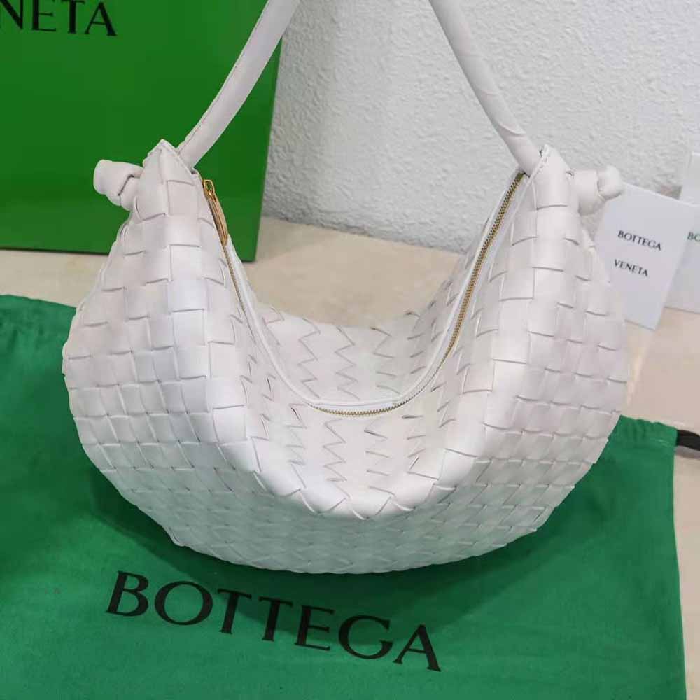 Bottega Veneta Women Turn Medium Intrecciato Leather Pouch with Adjustable Strap-White - image 5