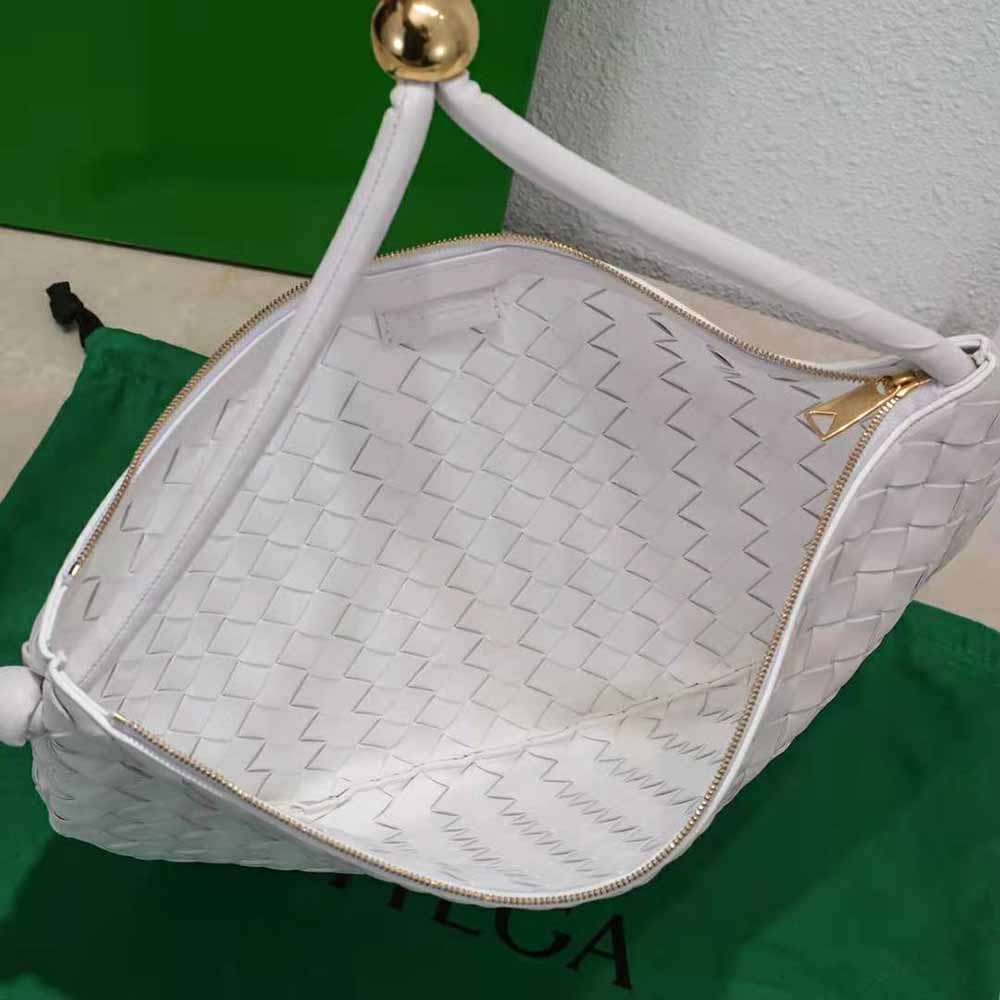 Bottega Veneta Women Turn Medium Intrecciato Leather Pouch with Adjustable Strap-White - image 7