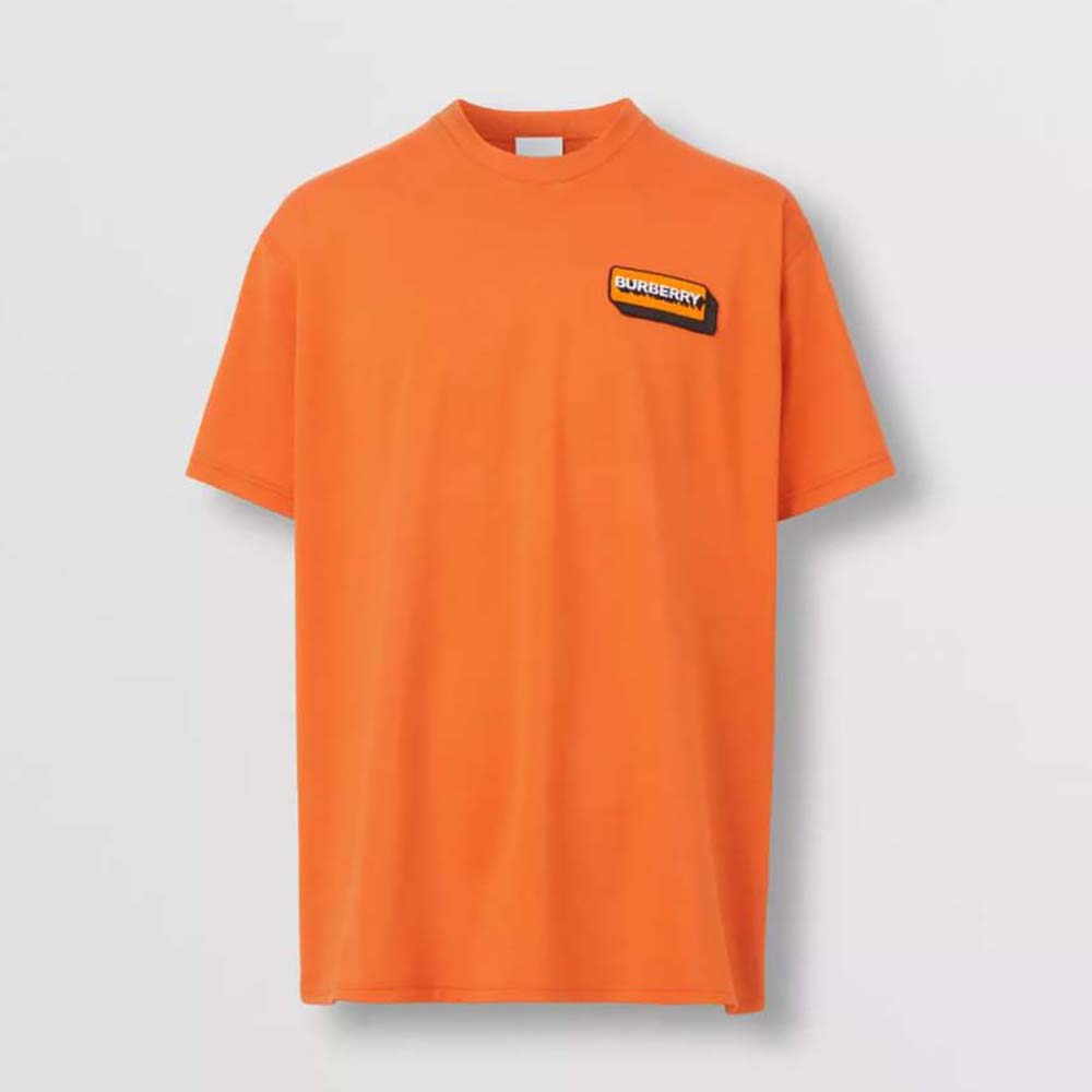 Burberry Women Logo Appliqué Cotton Oversized T-shirt-Orange