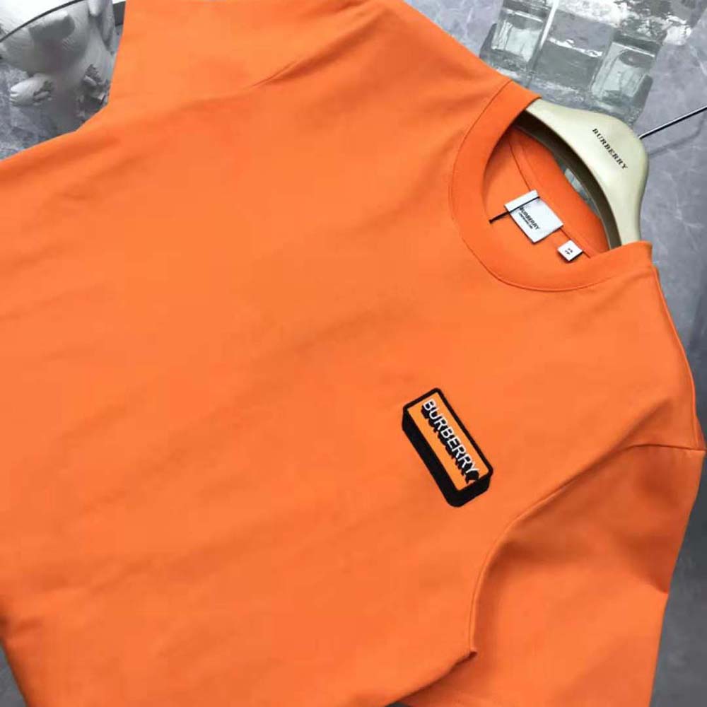 Burberry Women Logo Appliqué Cotton Oversized T-shirt-Orange - image 8