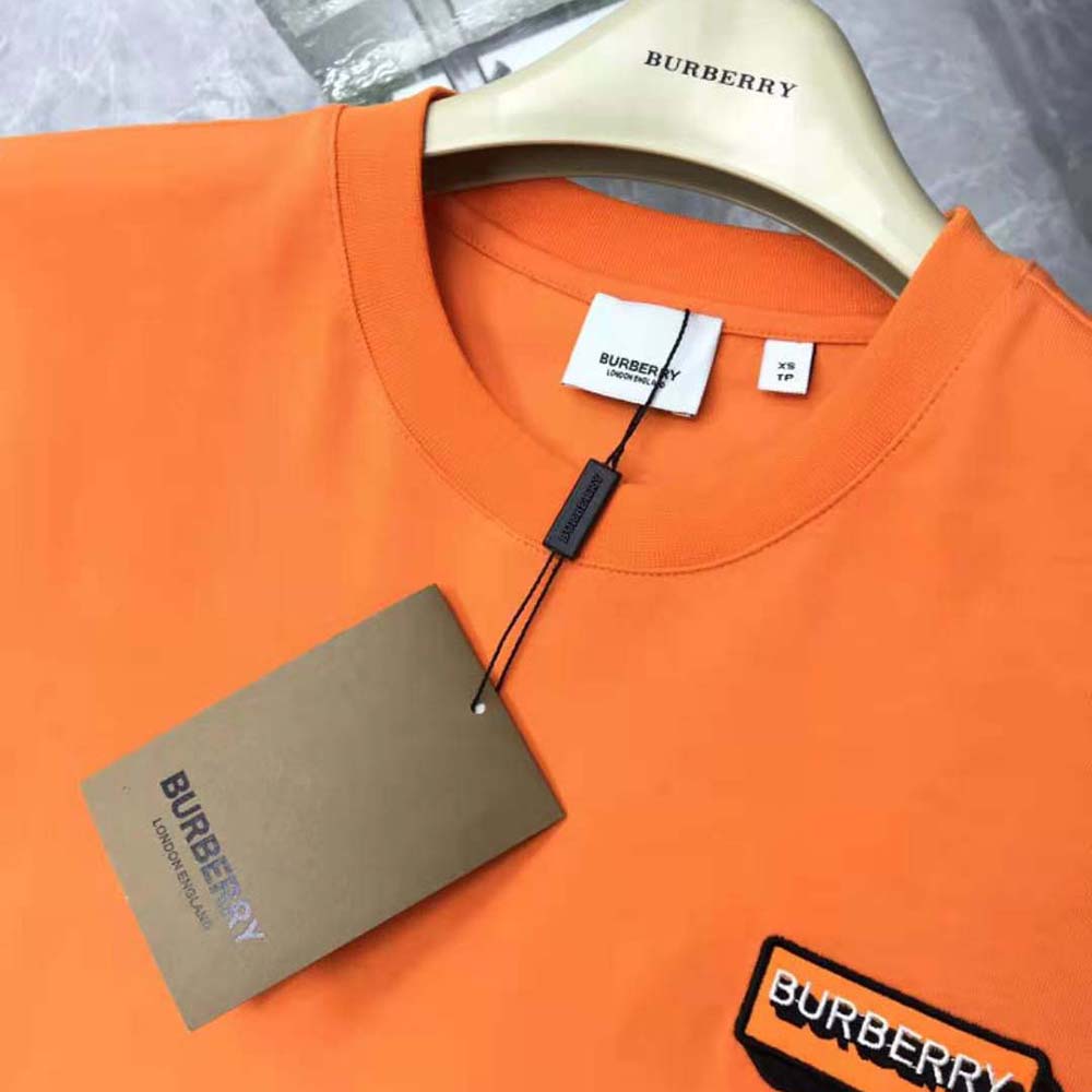 Burberry Women Logo Appliqué Cotton Oversized T-shirt-Orange - image 4