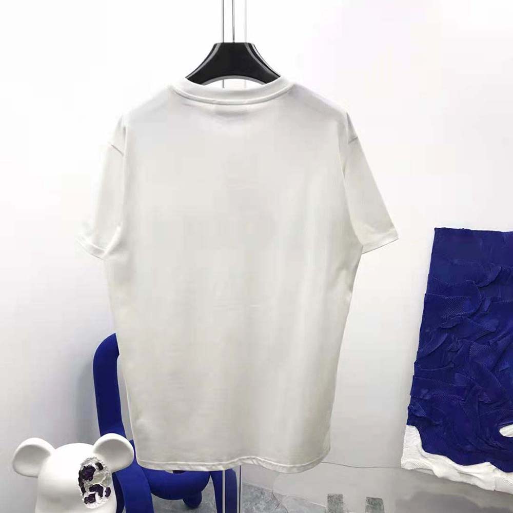 Side angle showing silhouette of Celine Women Gothic T-shirt, white