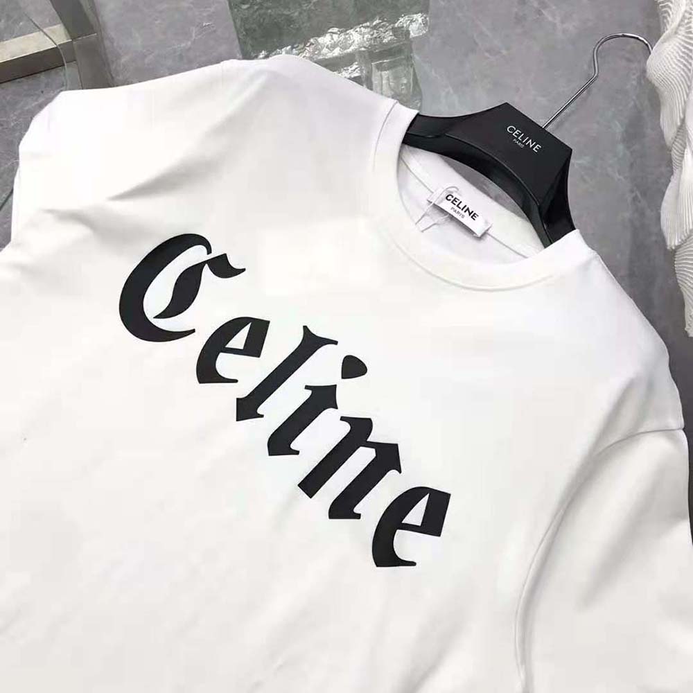 Celine Women Gothic T-shirt in Cotton Jersey-White - image 4