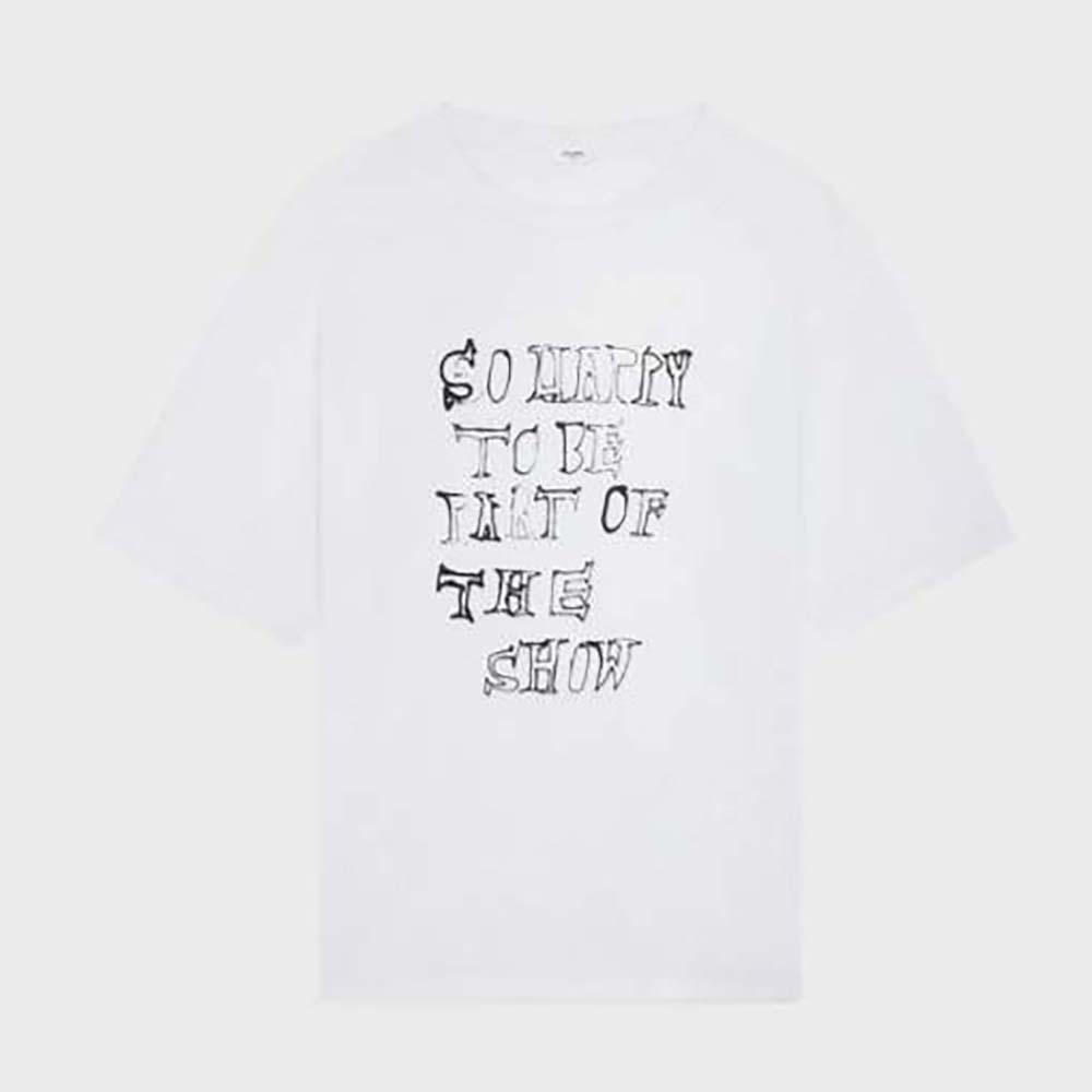 Front view of Celine Women T-shirt in Cotton Jersey with Artist Print-White