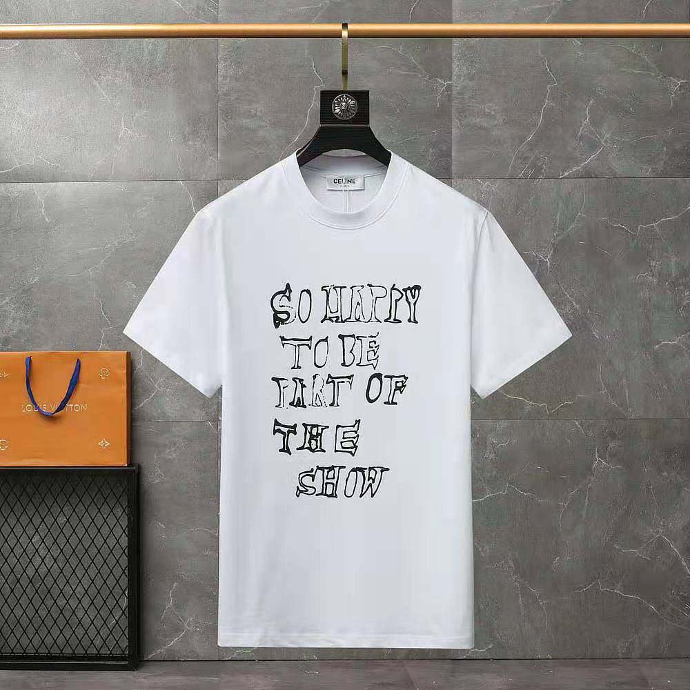 Close-up detail of artist print on Celine Women T-shirt in Cotton Jersey