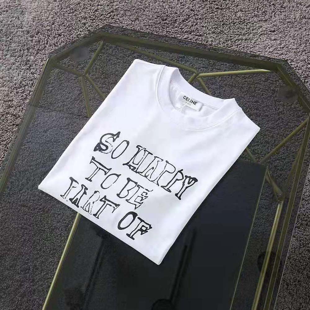 Celine Women T-shirt in Cotton Jersey with Artist Print-White - image 4