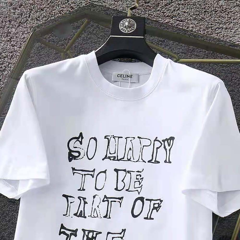 Celine Women T-shirt in Cotton Jersey with Artist Print-White - image 5