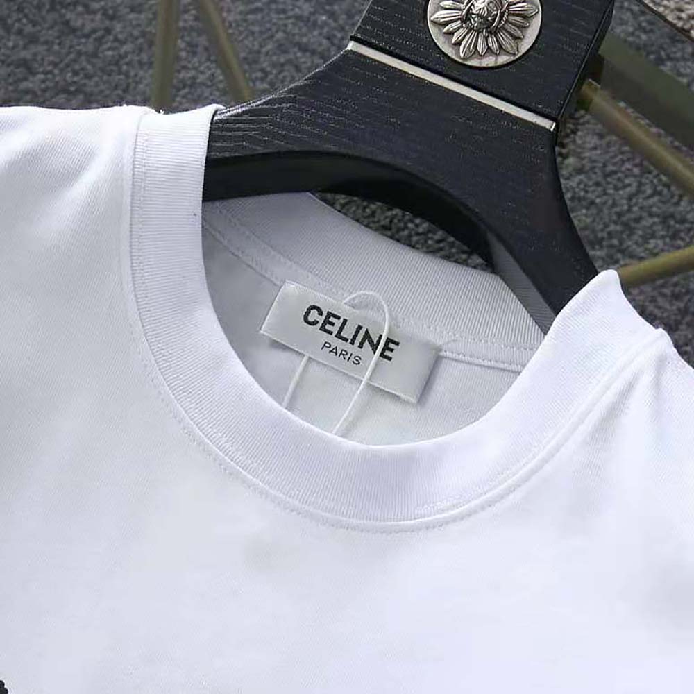 Celine Women T-shirt in Cotton Jersey with Artist Print-White - image 6