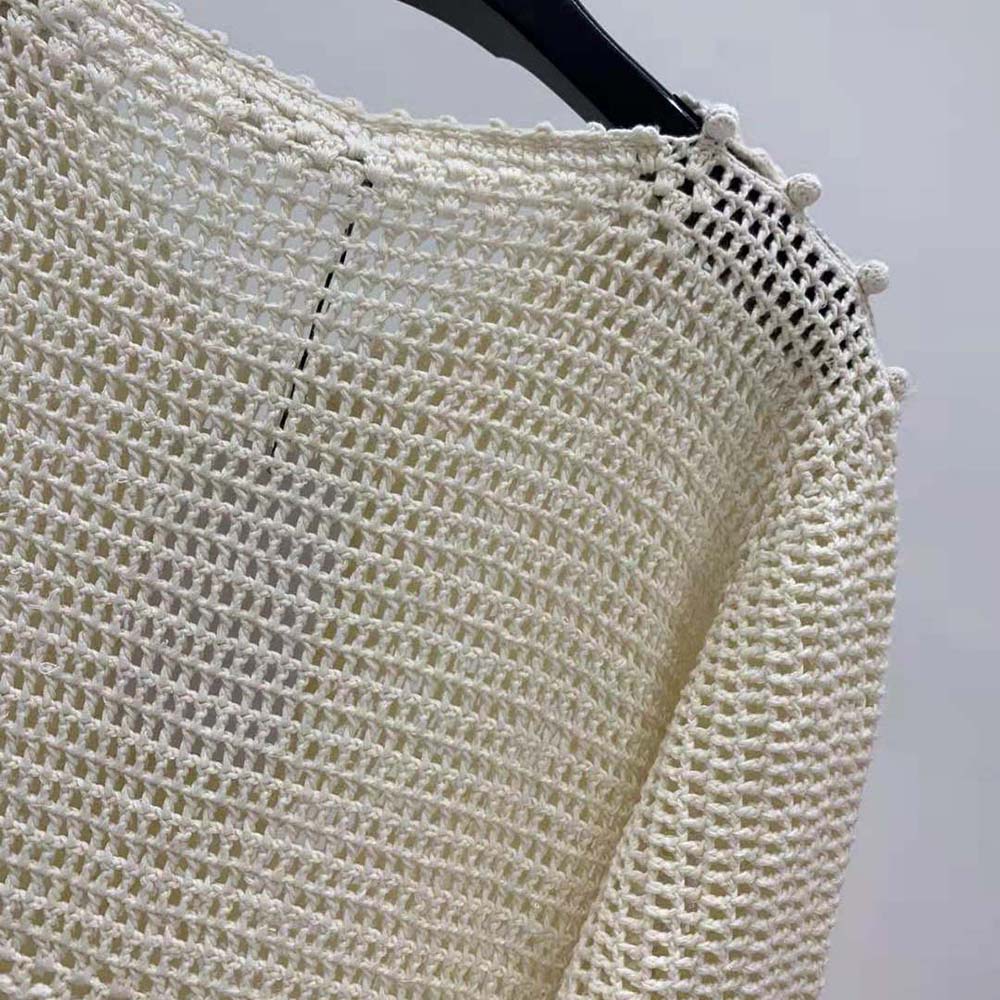 Celine Women Baja in Crocheted Cotton-Beige - image 7
