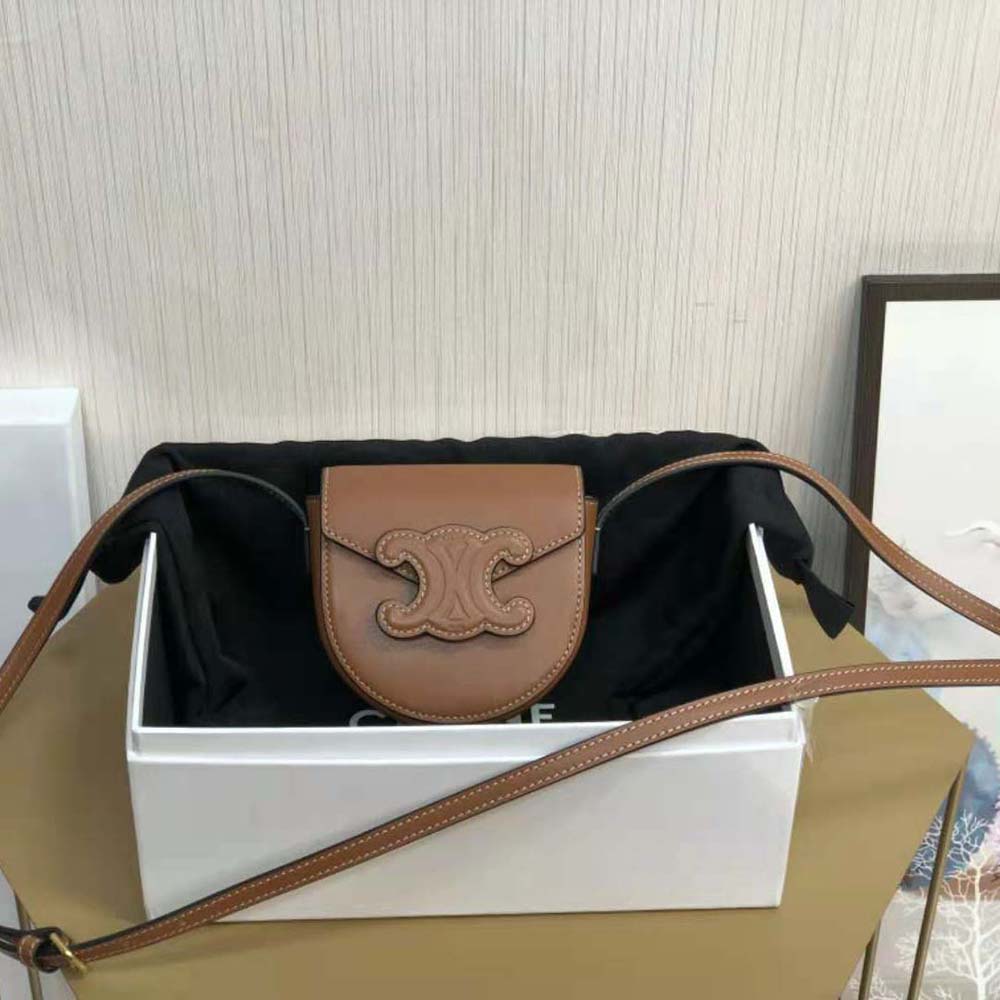 Close-up of gold Triomphe clasp on Celine Women Mini Besace
