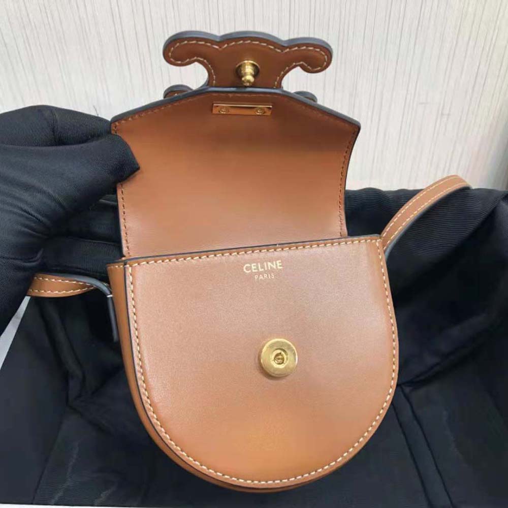 Celine Women Mini Besace Cuir Triomphe in Smooth Calfskin-Brown - image 6