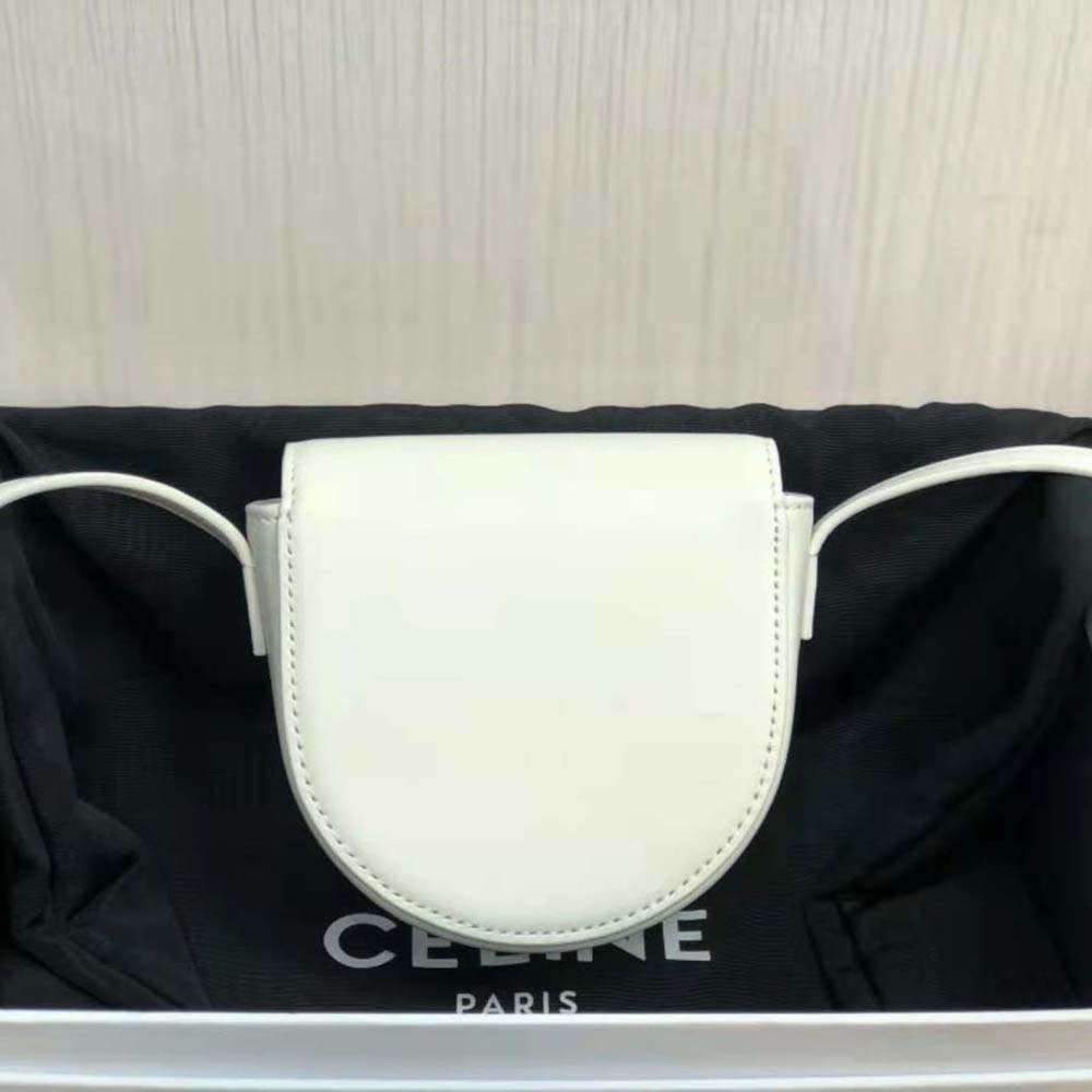 Celine Women Mini Besace Cuir Triomphe in Smooth Calfskin-White - image 4