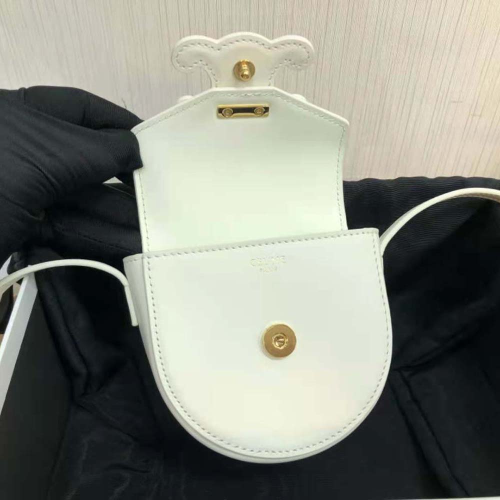 Celine Women Mini Besace Cuir Triomphe in Smooth Calfskin-White - image 5