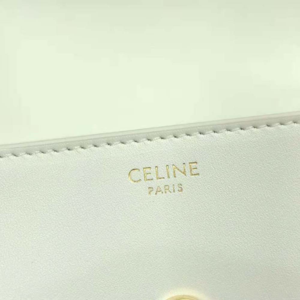 Celine Women Mini Besace Cuir Triomphe in Smooth Calfskin-White - image 9