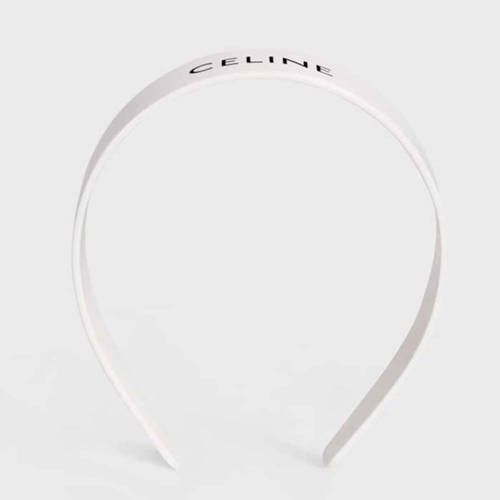 Front angle of Celine Women Monochroms Celine Headband in Acetate-White