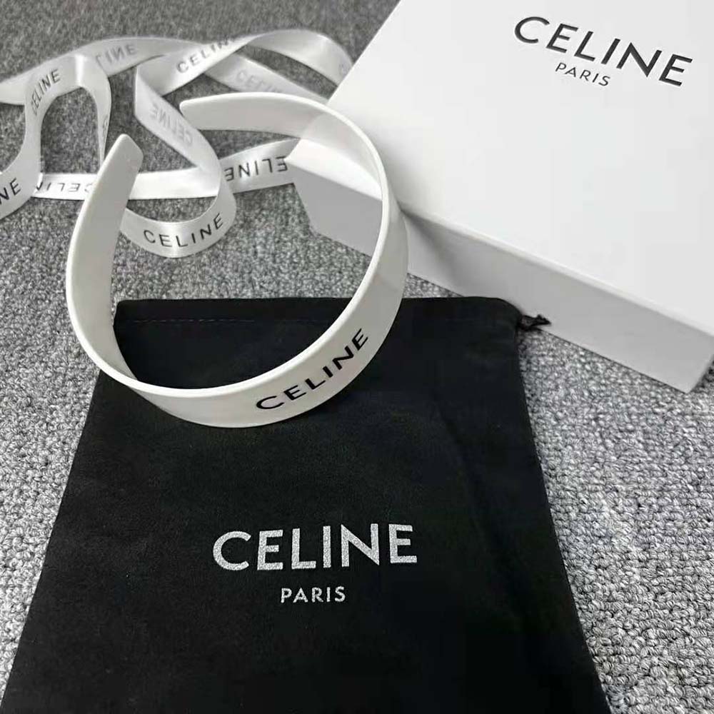 Celine Women Monochroms Celine Headband in Acetate-White - image 4