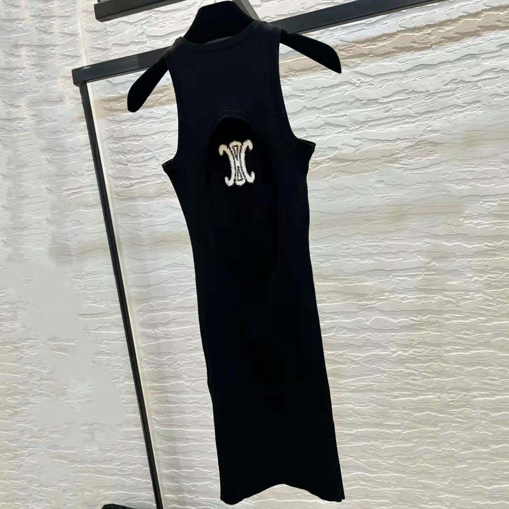 Side angle showing silhouette of Celine Women Silk Athletic Dress