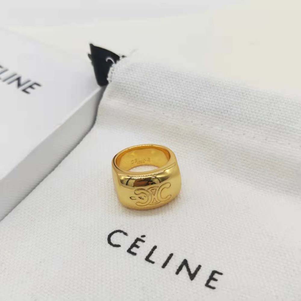 Celine Women Triomphe Bold Ring in Brass with Gold Finish - image 5