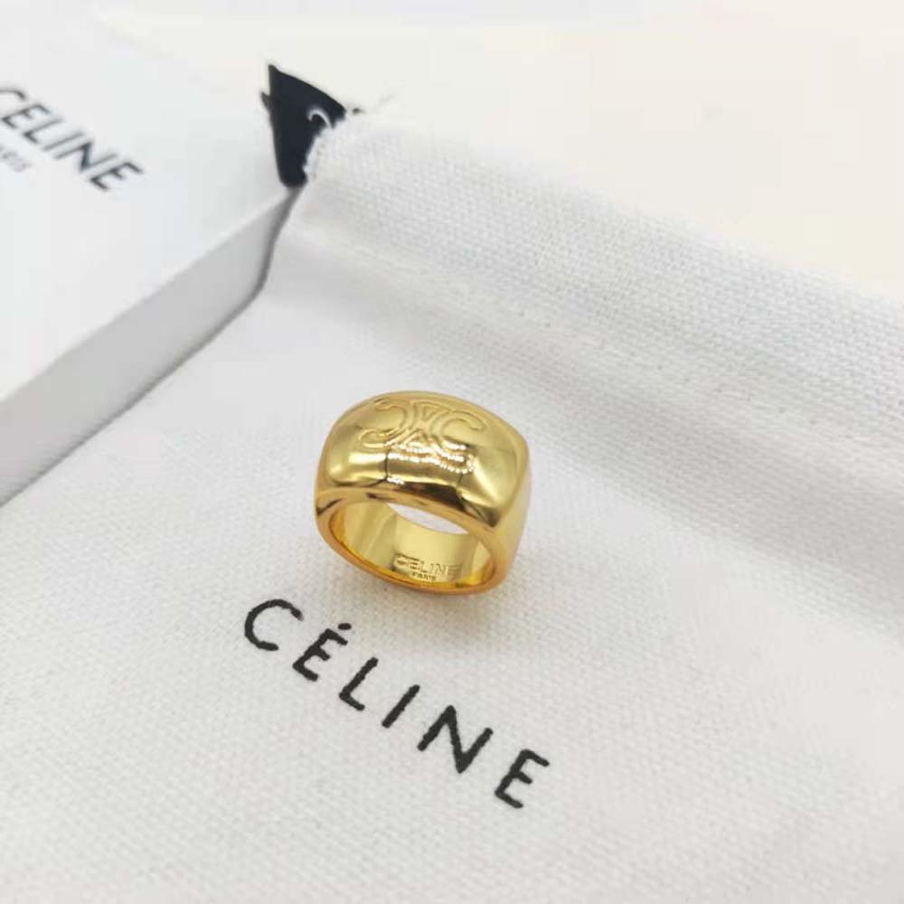 Celine Women Triomphe Bold Ring in Brass with Gold Finish - image 4
