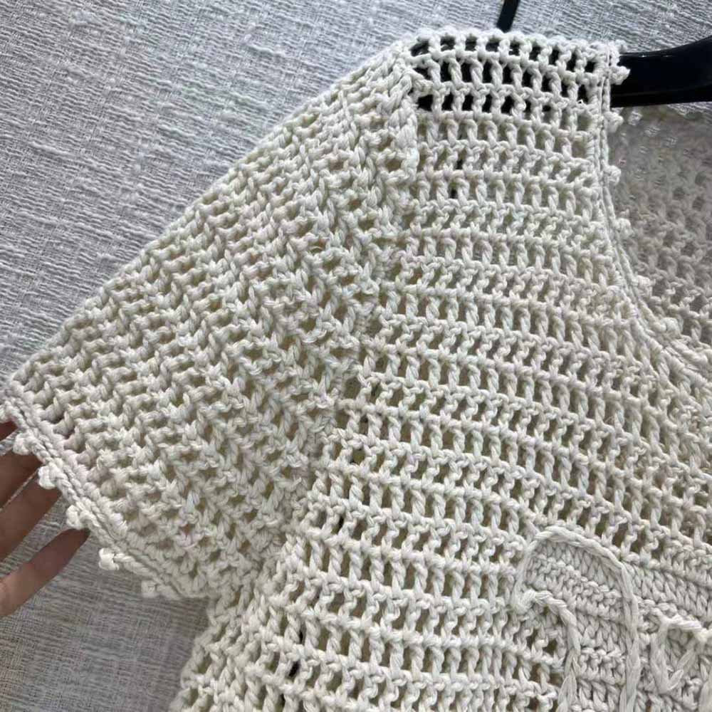 Celine Women Triomphe T-Shirt in Crocheted Cotton - image 9