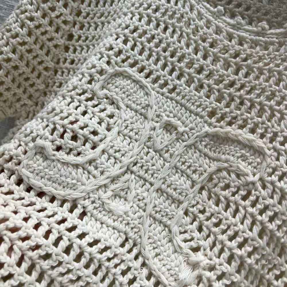 Celine Women Triomphe T-Shirt in Crocheted Cotton - image 5