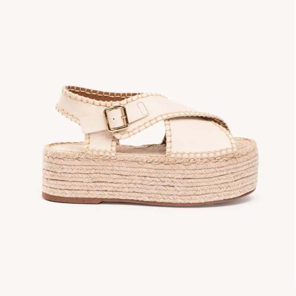 Side view of Chloe Women Lucinda Platform Espadrille in white leather