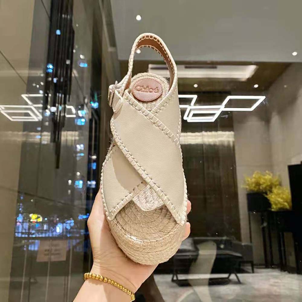 Chloe Women Lucinda Platform Espadrille in 6cm Heel Height-White - image 7