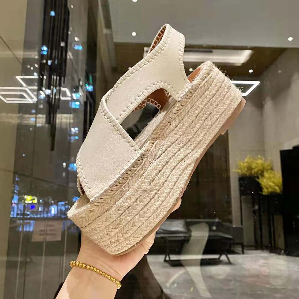Chloe Women Lucinda Platform Espadrille in 6cm Heel Height-White - image 8