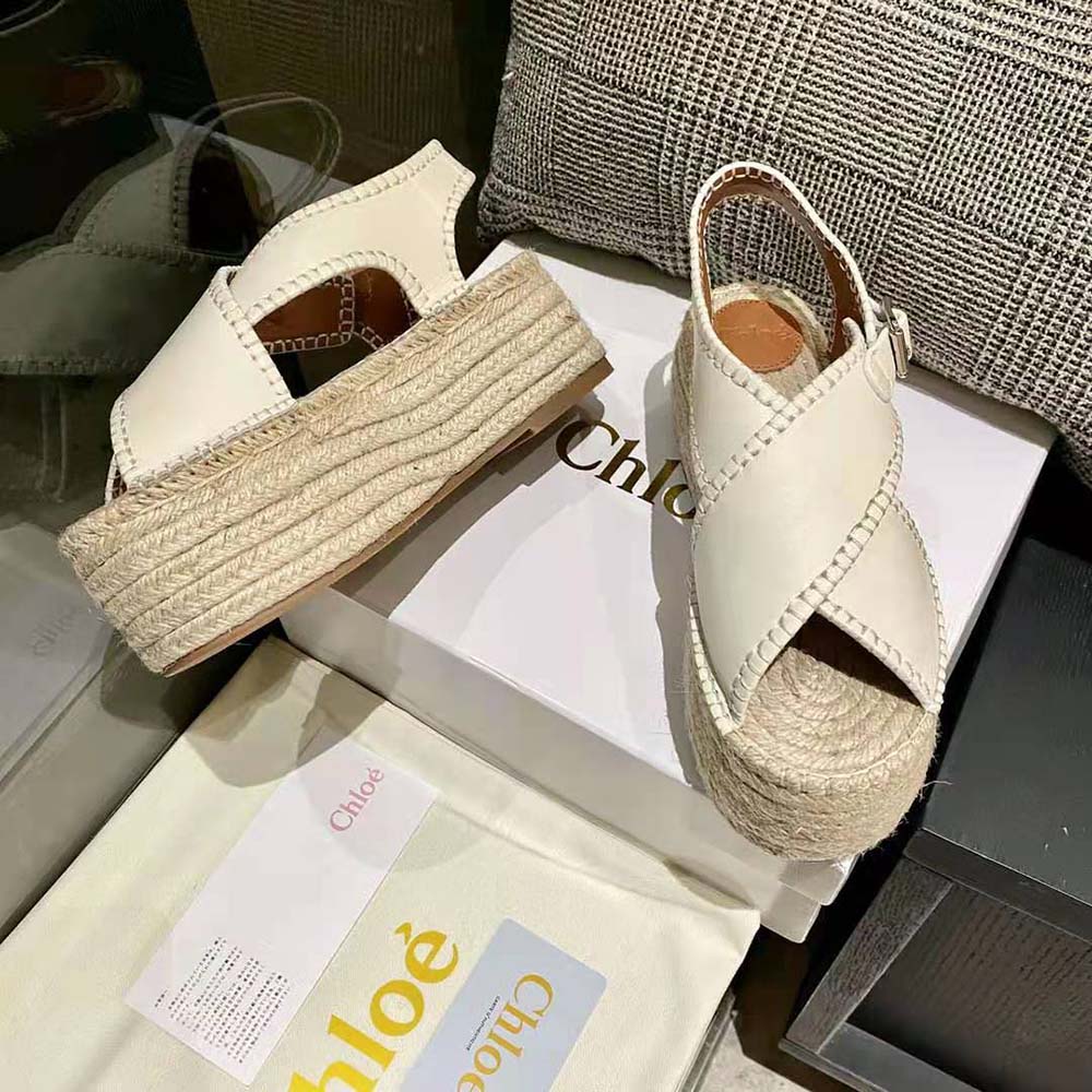 Chloe Women Lucinda Platform Espadrille in 6cm Heel Height-White - image 6
