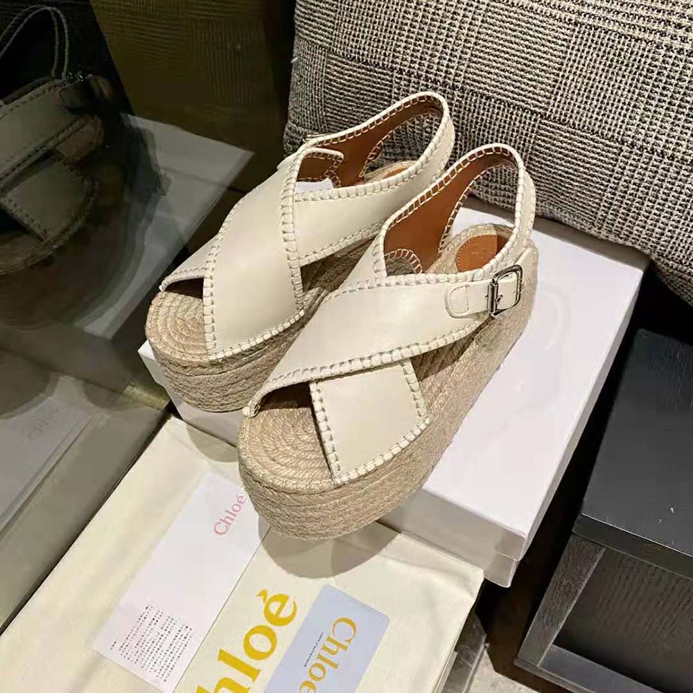 Chloe Women Lucinda Platform Espadrille in 6cm Heel Height-White - image 4