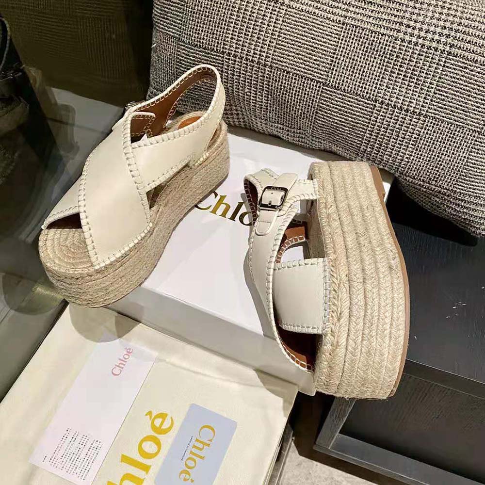 Chloe Women Lucinda Platform Espadrille in 6cm Heel Height-White - image 5