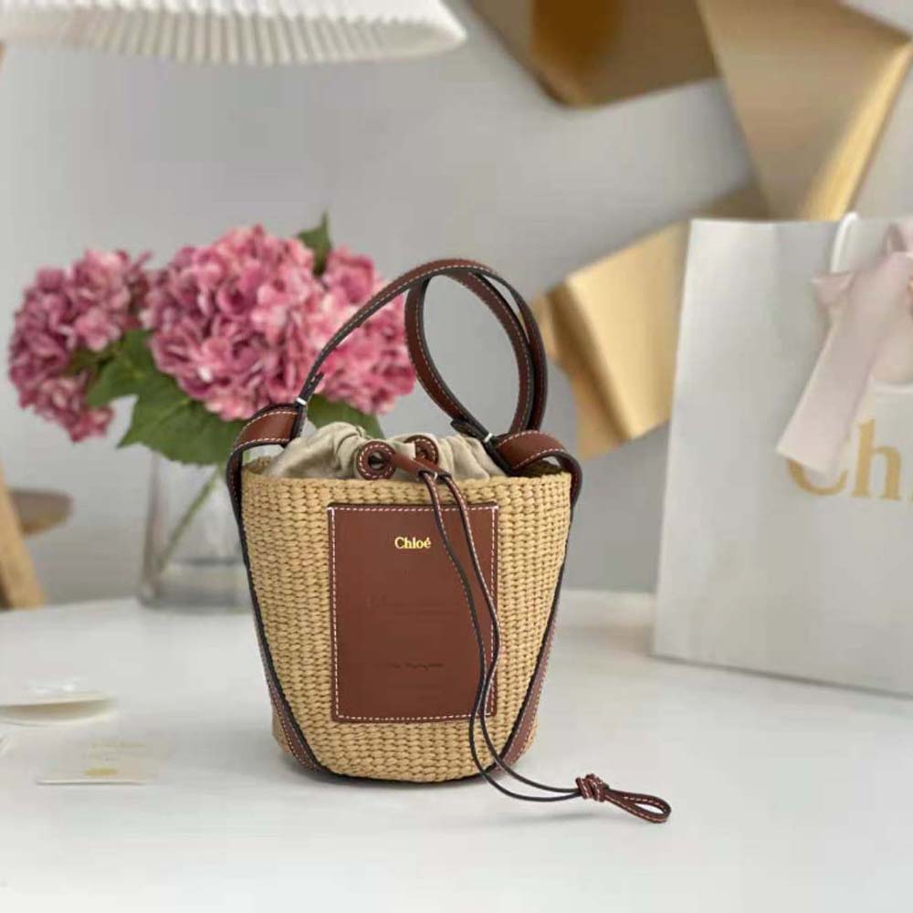 Close-up of gold-tone hardware on Chloe Women Small Basket
